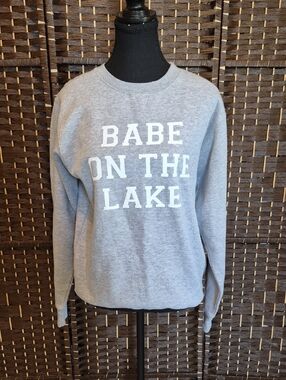 Babe On The Lake Grey Graphic Sweatshirt